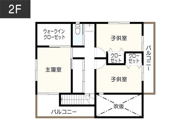 屋内での移動時間を短縮！交通の要所としての土間の間取り例2F