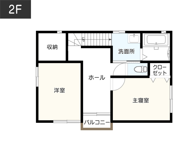 土間を活用して和の内庭スタイルを完成した間取り例2F