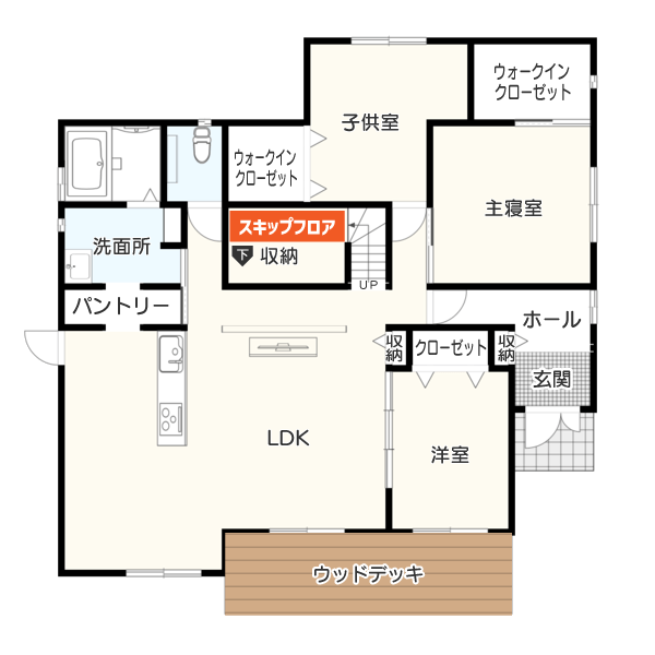 適度な距離感を叶える平屋の間取りイメージ