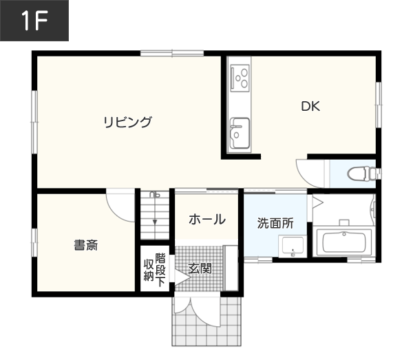 建築費用1,500万円台の注文住宅間取り1F