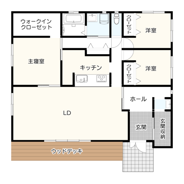 【平屋・坪単価約100万円】の間取り