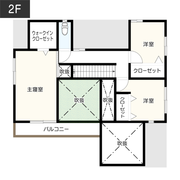 【30坪台】玄関からそのまま入れる音楽教室がある間取り 2F