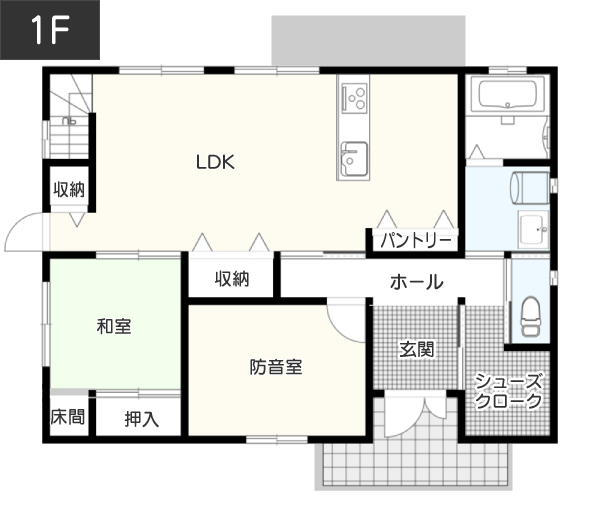 【35坪台】夫婦の時間を楽しめるシアタールームがある間取り 1F