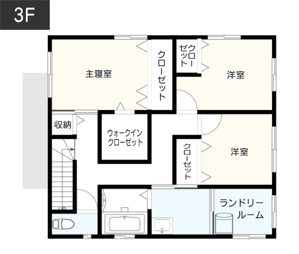 【30坪台】外から直接入れる防音室がある間取り 3F