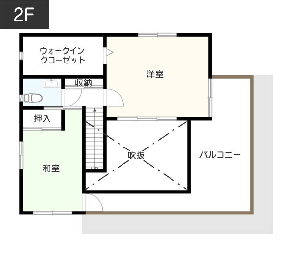 大きな窓で人もペットも自由にくつろげる間取り 2F