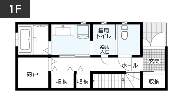 猫のトイレを工夫した間取り 1F