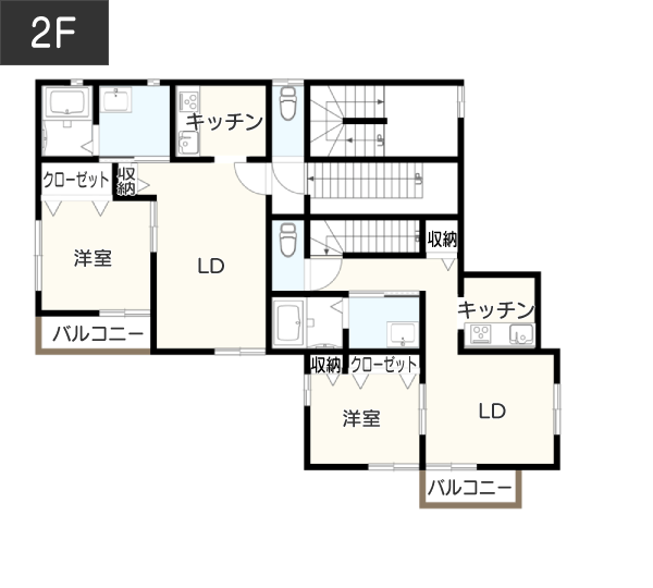 サロン・美容室の店舗兼住宅間取り例 2F