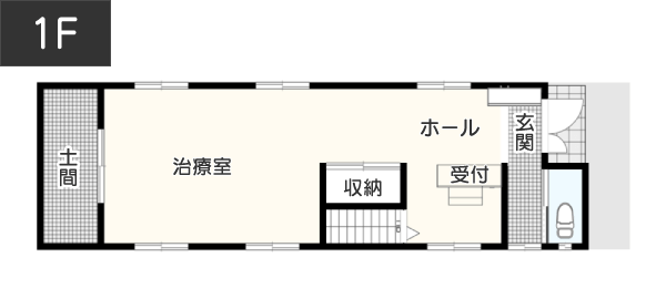 狭小住宅の店舗兼住宅間取り例 1F