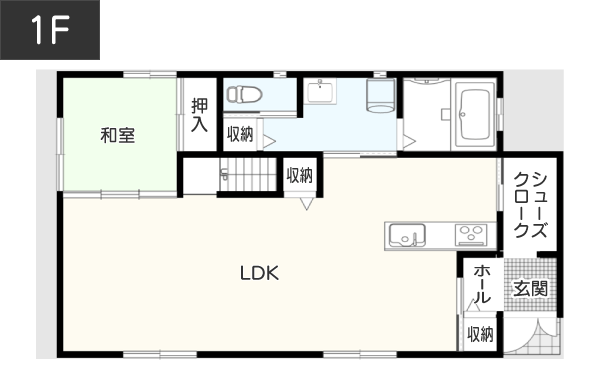 【39坪】ホールが家族の集うシアタールームになる間取り 1F