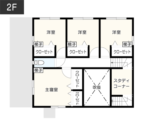 【39坪】窓がない階段下をシアタールームとして有効活用した間取り 2F