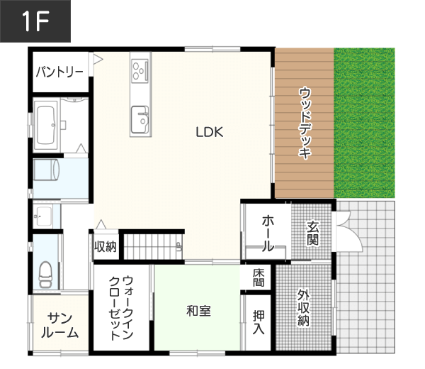 【55坪】LDKが電動スイッチでシアタールームになる間取り 1F