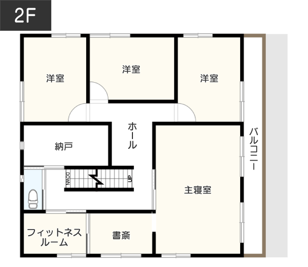 【55坪】LDKが電動スイッチでシアタールームになる間取り 2F