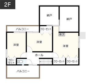 【延床面積40坪・二階建て】小屋裏収納で子世帯の収納不足を解消間取り1階イメージ