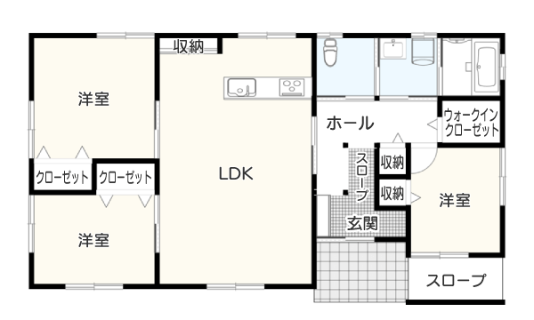 【25坪台】車椅子の生活を想定したバリアフリーの間取り