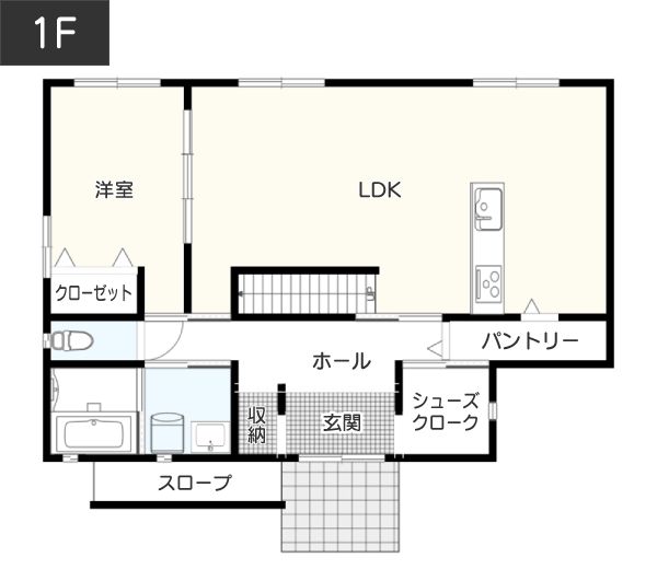 【40坪台】将来エレベーターを設置できるフレキシブルな間取り 1F