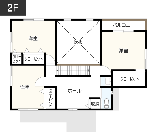 【40坪台】将来エレベーターを設置できるフレキシブルな間取り 2F