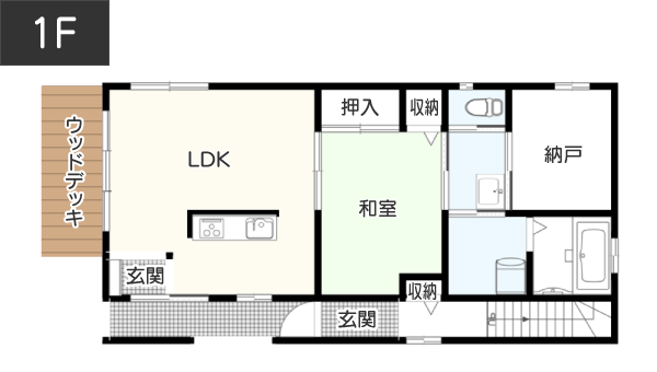 【45坪台】お互いのプライバシーを守れる介護しやすい二世帯住宅 1F