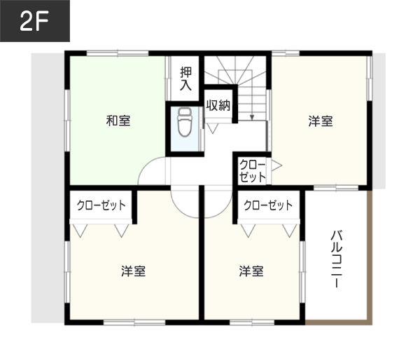 【5LDK】ベビーカーや三輪車までしまえる！土間収納がある間取り例　間取り図　2階