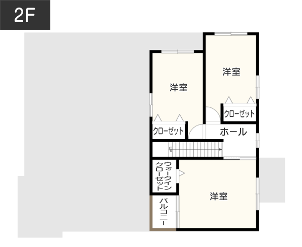 【42坪】限られた面積でも広々とした空間を確保した間取り例 2F