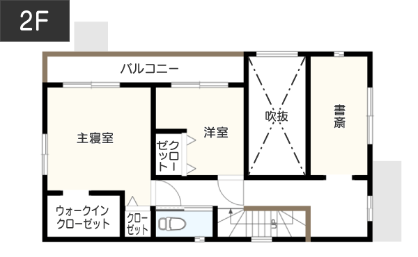 【28坪】建物に囲まれていても採光・風通しをよくした間取り例 2F