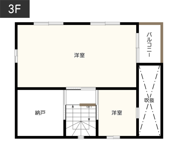 【家だけで3,000万円台／40坪】3階建て注文住宅の間取り 3F