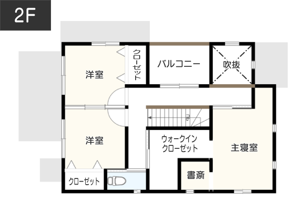 【土地込・総額3,000万円台／35坪】2階建て注文住宅の間取り 2F