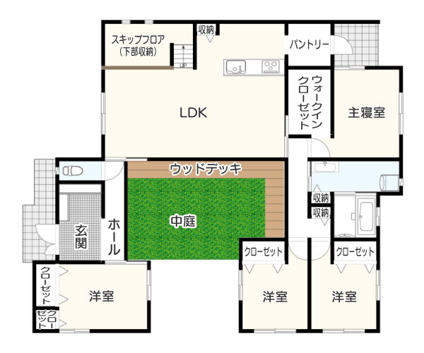 【土地込・総額3,000万円台／35坪】平屋注文住宅の間取りイメージ