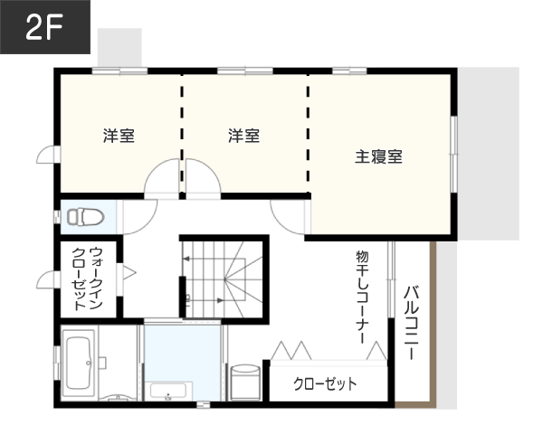 ライフスタイルやライフステージに応じた「生活しやすい」間取り例　間取り図　2階