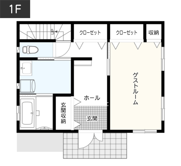 狭い土地であっても「十分な居住空間を確保できる」間取り例　間取り図　1階