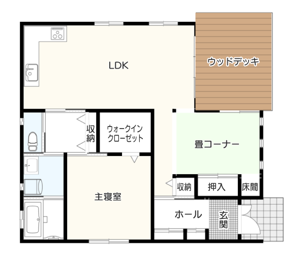 少人数世帯に調度良いサイズ感の「コンパクト住宅」の間取り例　間取り図