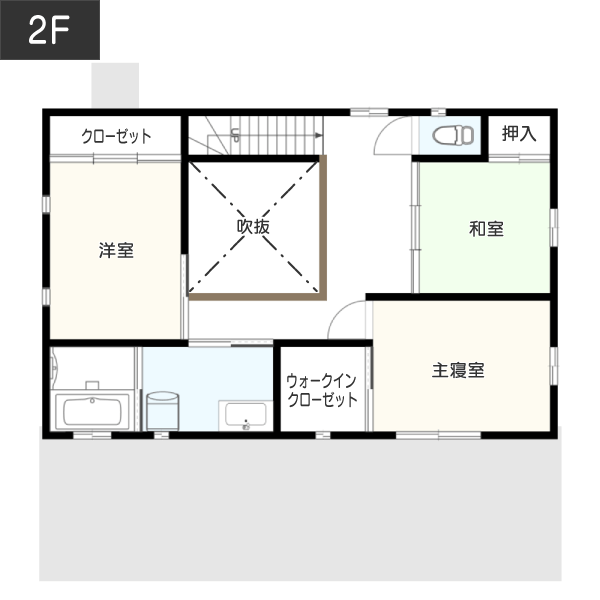 【本体価格2,000万円台】吹き抜けのある注文住宅間取り2F