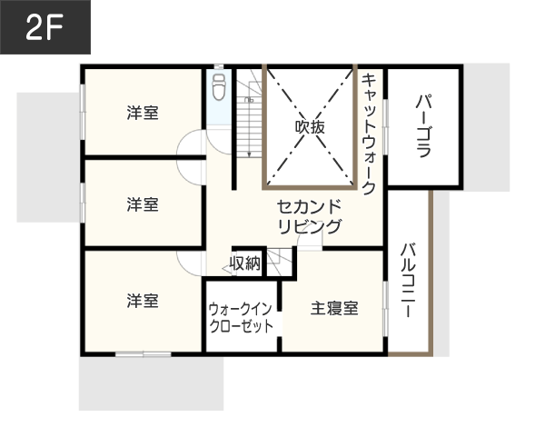 【土地込み5,000万円台】セカンドリビングがある注文住宅間取り2F