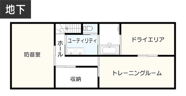 【5,000万円台】都内におすすめ地下付き注文住宅間取り1F