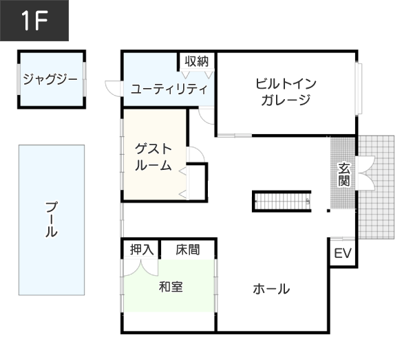 【1億円相当】高級注文住宅の間取り1F