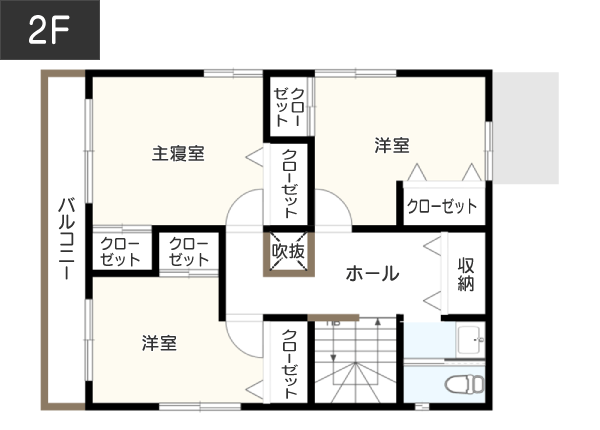 【約30坪】廊下なしの間取り（1）2F