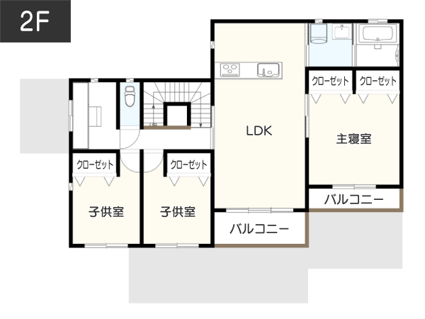 上下分離型の間取り2F