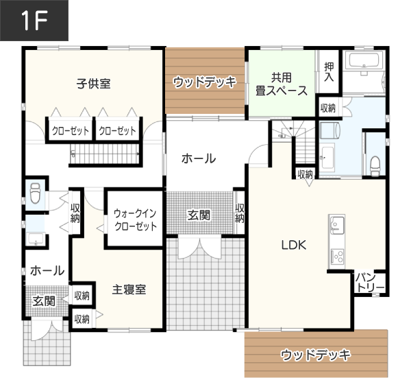 左右分離型の間取り1F