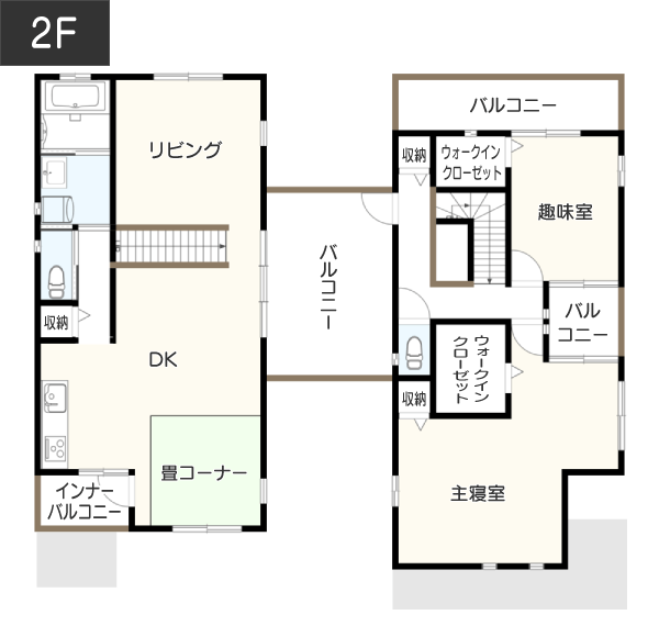 左右分離型の間取り2F