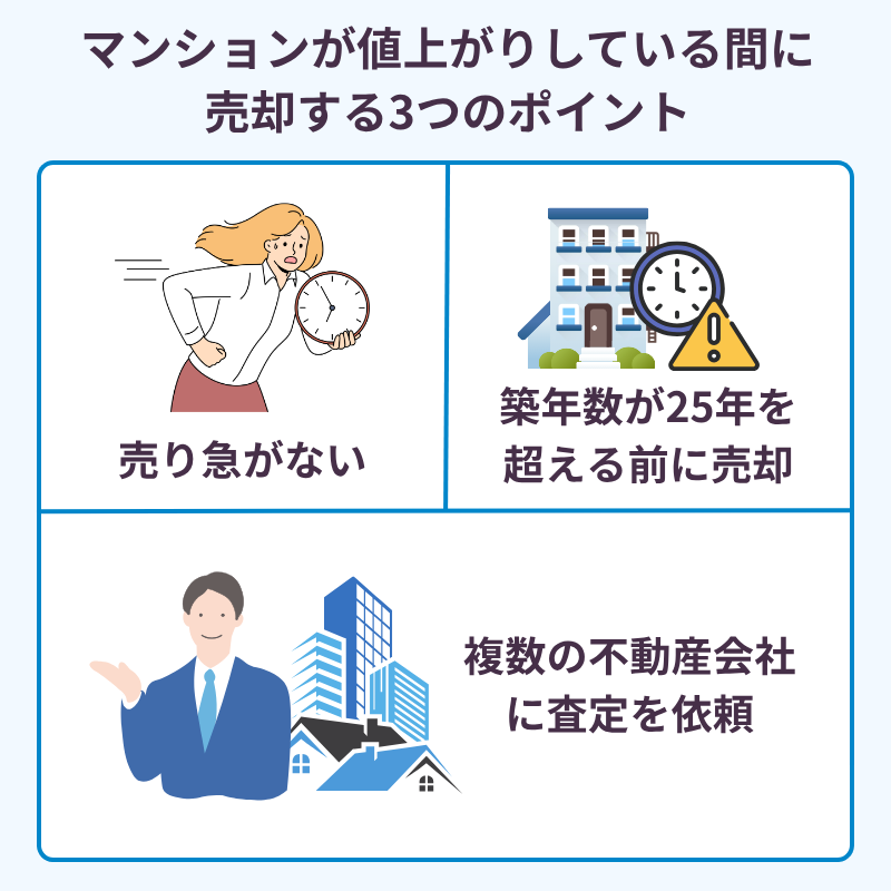 マンションが値上がりしている間に売却するための3つのポイント
