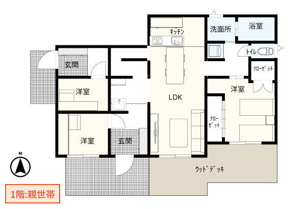 二世帯住宅の間取り例