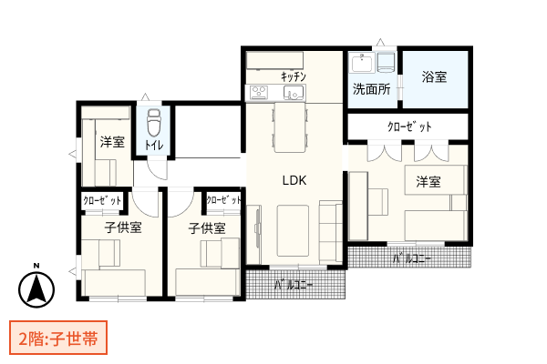 二世帯住宅の間取り例