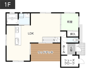 吹き抜け&ウッドデッキで採光と採風に優れた間取り