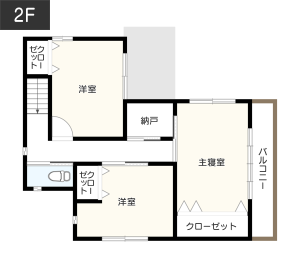 ガレージとウッドデッキがつながっている間取り