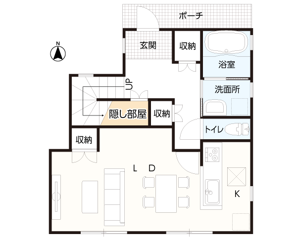 階段下に隠し部屋がある間取り