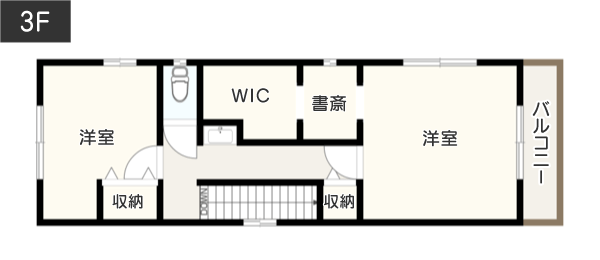 狭小地でも「家中スッキリ整理できる」間取り図　3階　例