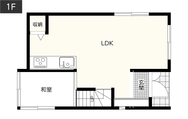 住宅密集地でも「窓から明るい日差しをたっぷりと取り込める」間取り図　1階　例