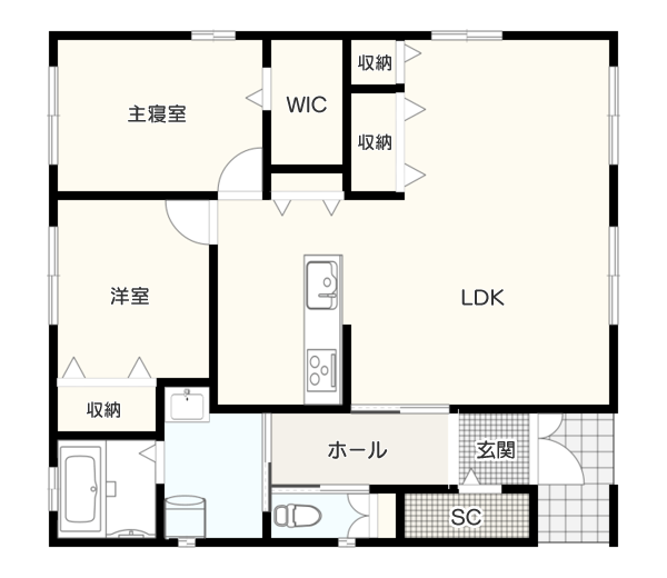 【平屋】広々と暮らす2LDKの間取り