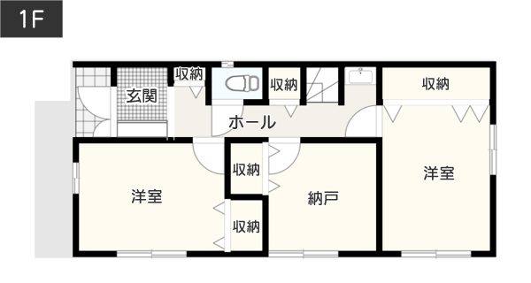 【2階建て】吹き抜けのある2LDKの間取り