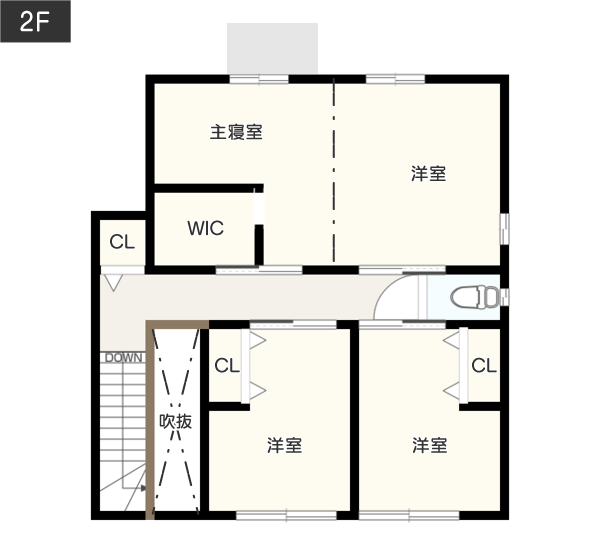 【２階建て４LDK】北玄関があるシンプルな総2階の間取り