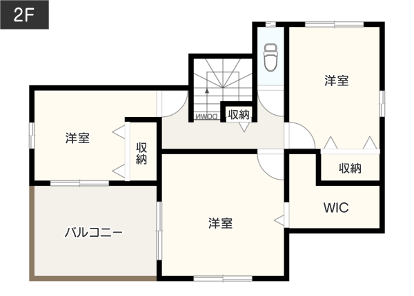 【２階建て３LDK】充実した収納スペースがある間取り